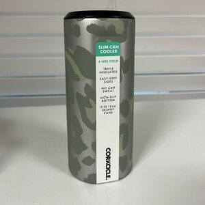 Corkcicle Slim Can Cooler koozie 12oz skinny cans leopard